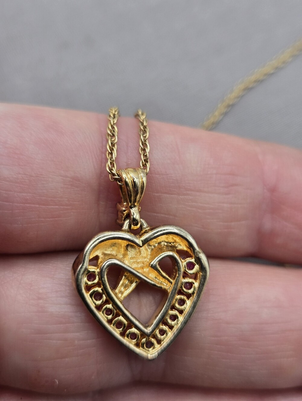 Vintage Y2k pink purple CZ Heart Necklace 18" Dainty Mcbling Preppy Old Money - Picture 5 of 8